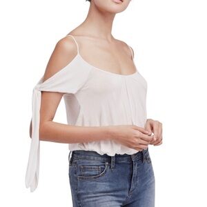 Free People Believe Me Cold Shoulder‎ White Summer Blouse NWT